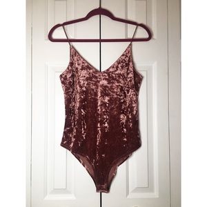 Burgundy Velvet Bodysuit